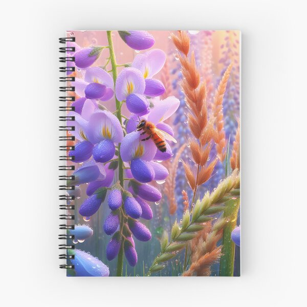 Item preview, Bee on wisteria flower clystar clear dew morning designed and sold by EmeraldeaArt.