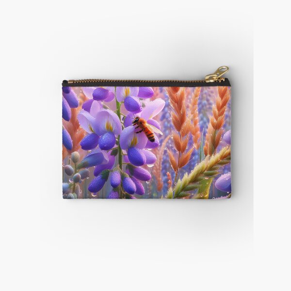 Item preview, Bee on wisteria flower clystar clear dew morning designed and sold by EmeraldeaArt.