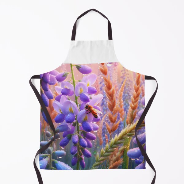 Item preview, Bee on wisteria flower clystar clear dew morning designed and sold by EmeraldeaArt.