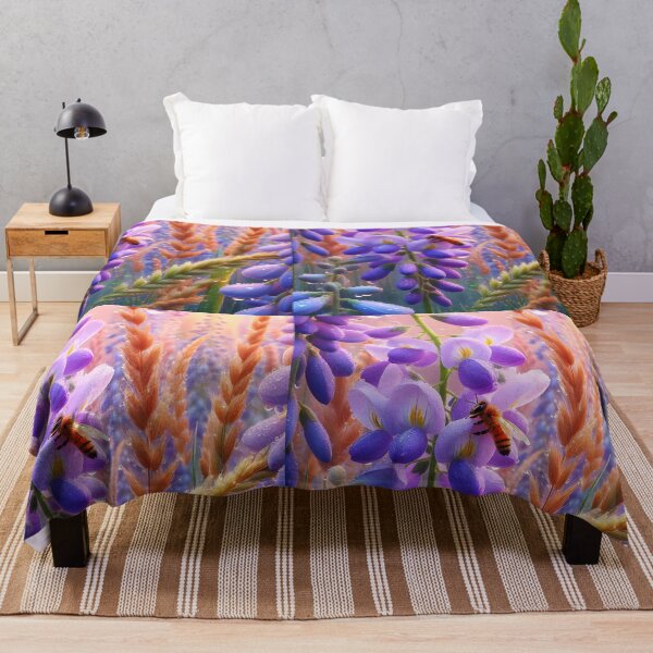 Item preview, Bee on wisteria flower clystar clear dew morning designed and sold by EmeraldeaArt.
