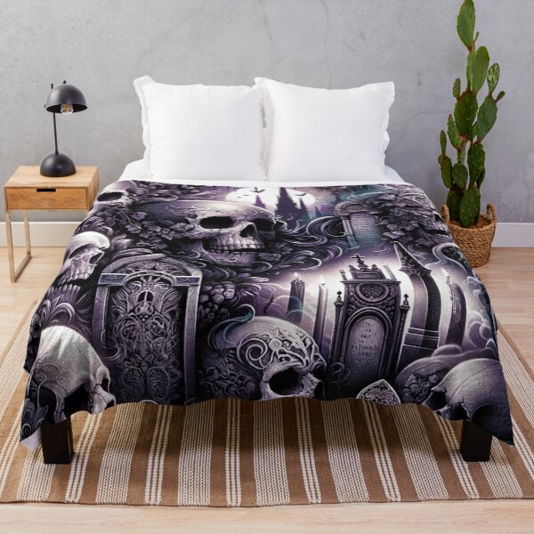 Item preview, Gothic Skulls and Cemetary Pattern Print designed and sold by PinUpPizzazz.