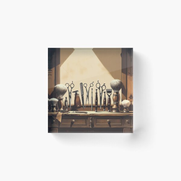Item preview, A vintage-inspired illustration of a meticulously organized barber shop, designed and sold by Millzsplace.