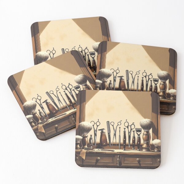 Item preview, A vintage-inspired illustration of a meticulously organized barber shop, designed and sold by Millzsplace.