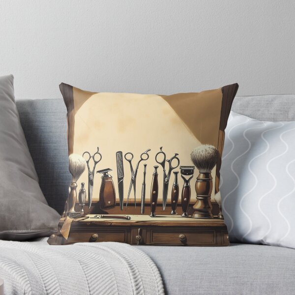 Item preview, A vintage-inspired illustration of a meticulously organized barber shop, designed and sold by Millzsplace.