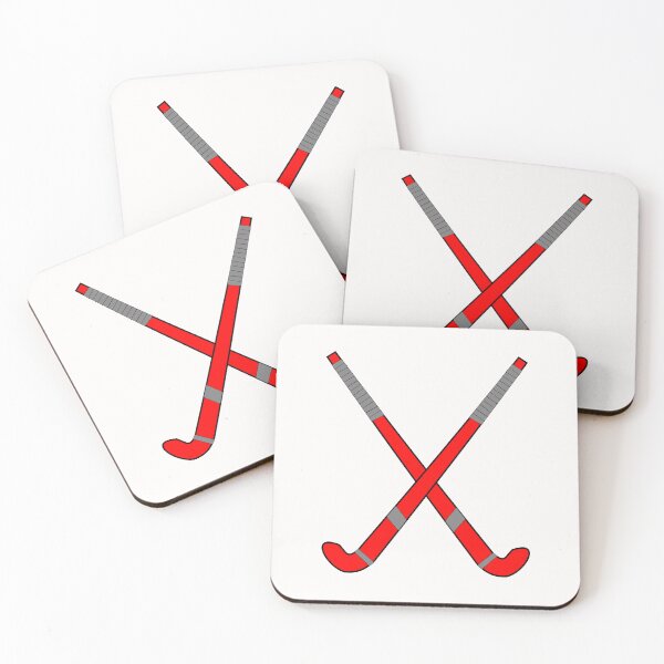 Item preview, Crossed red field hockey sticks in comic design designed and sold by FreshFruitz.