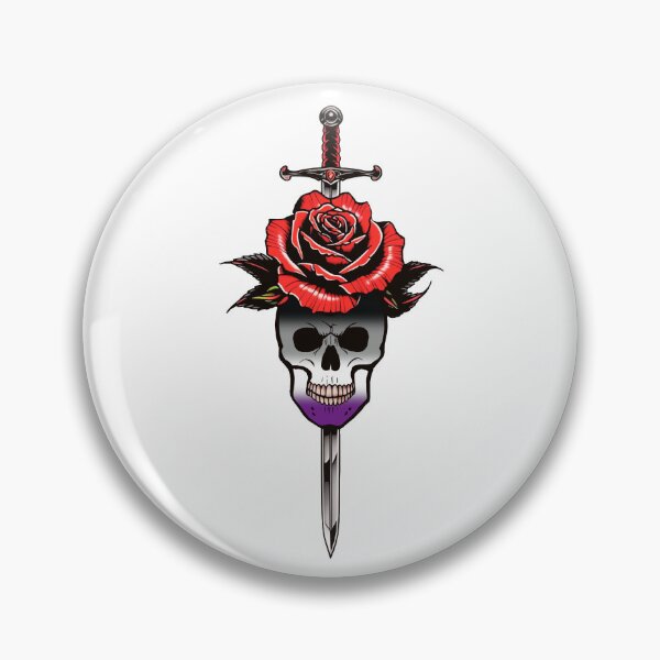 Item preview, Gothic Asexual Skull & Rose Dagger – Asexual Pride Flag Design designed and sold by Travelslightly.