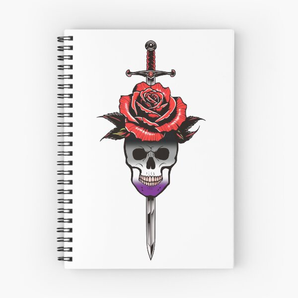 Item preview, Gothic Asexual Skull & Rose Dagger – Asexual Pride Flag Design designed and sold by Travelslightly.