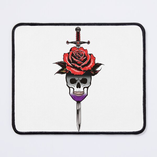 Item preview, Gothic Asexual Skull & Rose Dagger – Asexual Pride Flag Design designed and sold by Travelslightly.