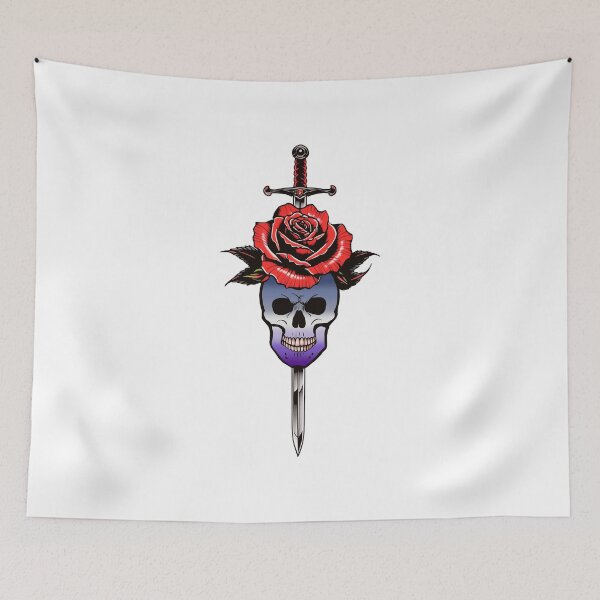 Item preview, Gothic Butch Skull & Rose Dagger – Butch Pride Flag Design designed and sold by Travelslightly.