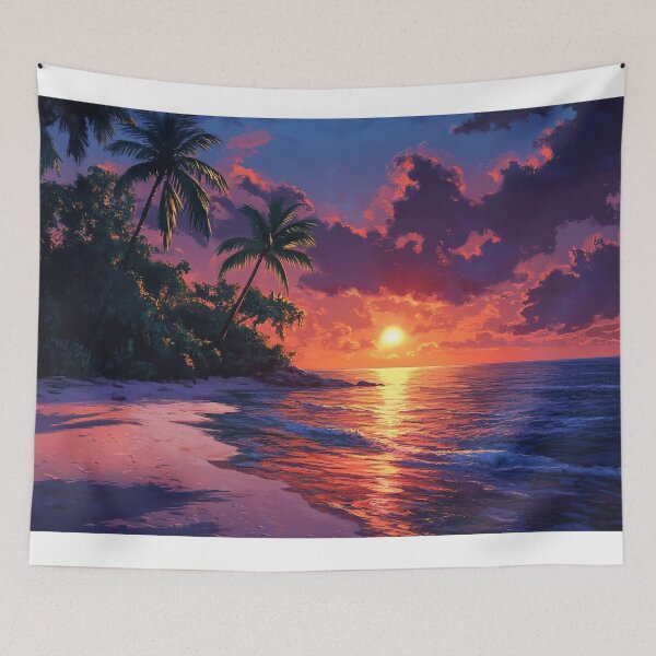Item preview, A sunset on a tropical island paints the sky with brilliant colors designed and sold by emaga.