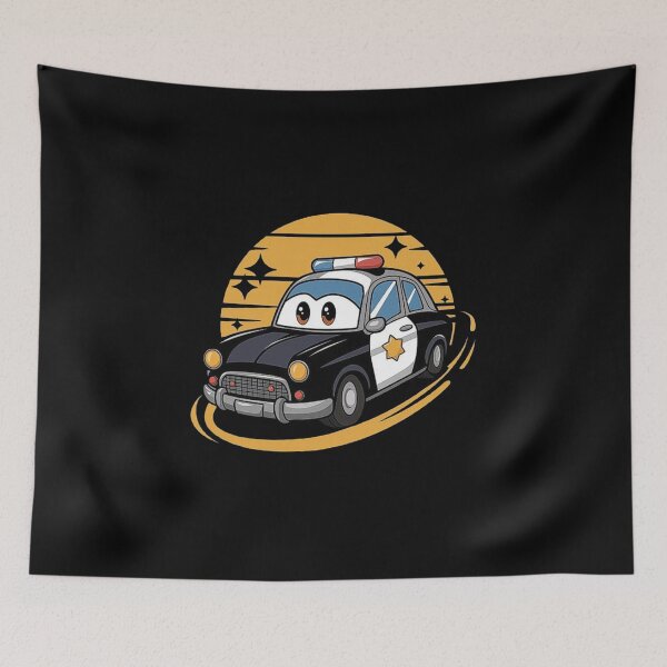 Item preview, Cute Cartoon Police Car - Fun Vintage Patrol Car Illustration designed and sold by love3617.