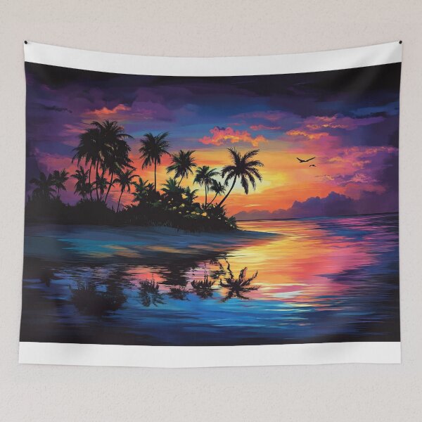 Item preview, A sunset on a tropical island paints the sky with brilliant colors designed and sold by emaga.