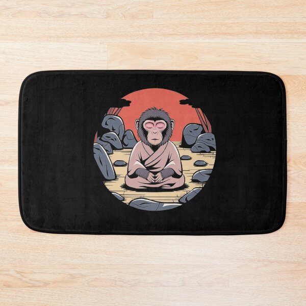 Item preview, Meditating Monkey in Zen Garden - Tranquil Japanese Style Art designed and sold by love3617.
