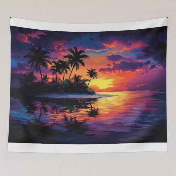 Item preview, A sunset on a tropical island paints the sky with brilliant colors designed and sold by emaga.