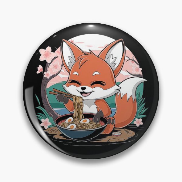 Item preview, Cute Fox Eating Ramen - Adorable Japanese Noodle Art designed and sold by love3617.