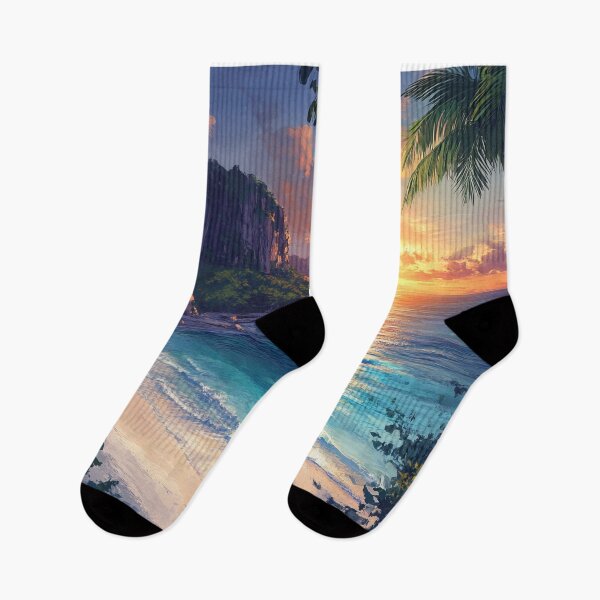 Item preview, Colorful Coastal Sunset - Tropical Travel Artwork designed and sold by Emaga Digital Studio.