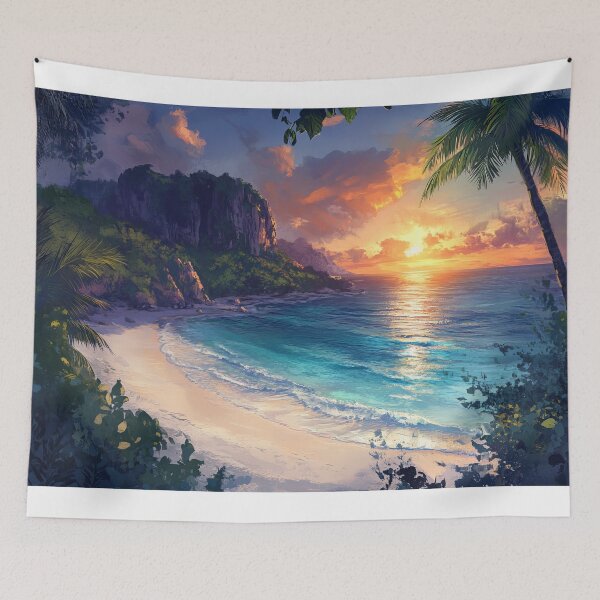 Item preview, A sunset on a tropical island paints the sky with brilliant colors designed and sold by emaga.