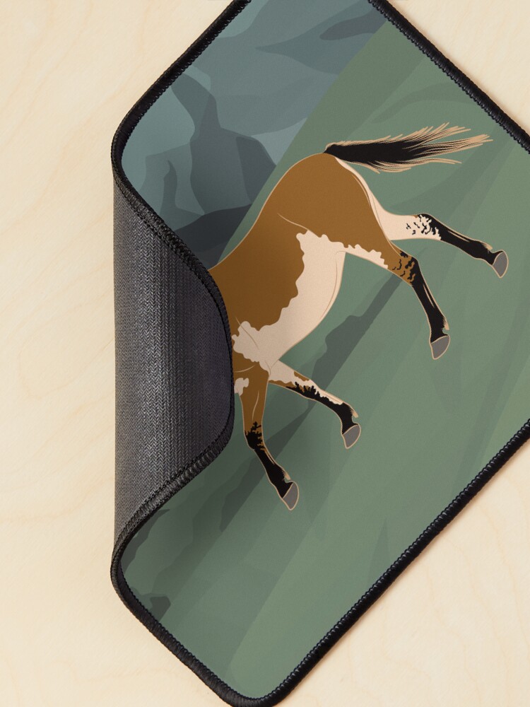 Aperçu 2 sur 5. Tapis de souris avec l'œuvre Cheval de Przewalski, cheval primitif, cheval isabelle avec paysage, races de chevaux de la Mongolie créée et vendue par WebEquitation.