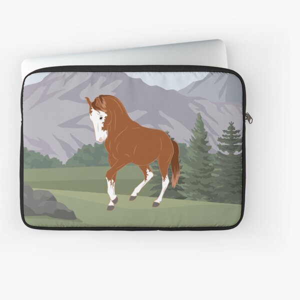 Aperçu de l'œuvre Cheval Marwari, cheval alezan avec paysage, cheval aux oreilles recourbées, races de chevaux d'Inde créée et vendue par WebEquitation®.