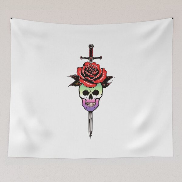 Item preview, Gothic Genderfae Skull & Rose Dagger – Genderdoe Pride Flag Design designed and sold by Travelslightly.