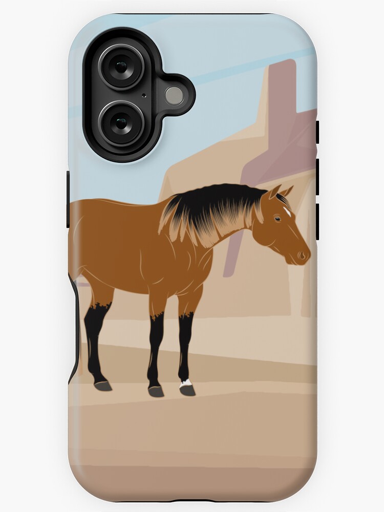 Aperçu 1 sur 4. Coque iPhone avec l'œuvre Quarter Horse, cheval isabelle avec paysage, cheval de selle, races de chevaux des États unis créée et vendue par WebEquitation.