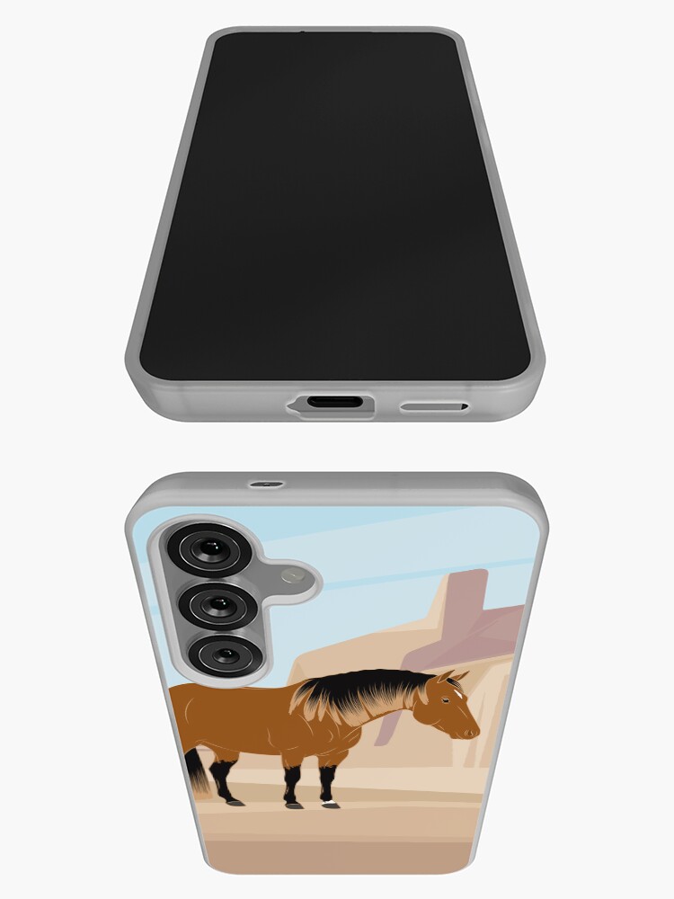 Aperçu 3 sur 4. Coque Samsung Galaxy avec l'œuvre Quarter Horse, cheval isabelle avec paysage, cheval de selle, races de chevaux des États unis créée et vendue par WebEquitation.