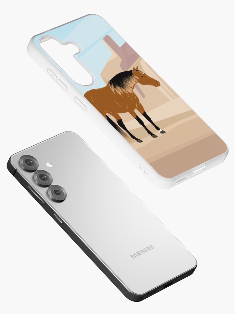 Aperçu 2 sur 4. Coque Samsung Galaxy avec l'œuvre Quarter Horse, cheval isabelle avec paysage, cheval de selle, races de chevaux des États unis créée et vendue par WebEquitation.