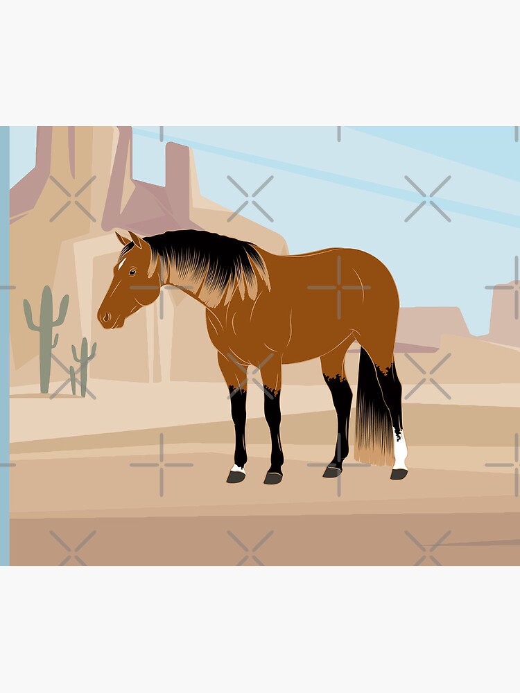 Aperçu 5 sur 5. Tapis de souris avec l'œuvre Quarter Horse, cheval isabelle avec paysage, cheval de selle, races de chevaux des États unis créée et vendue par WebEquitation.