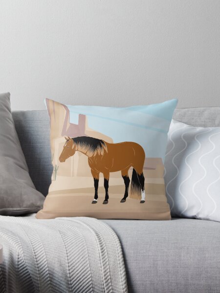 Aperçu de l'œuvre Quarter Horse, cheval isabelle avec paysage, cheval de selle, races de chevaux des États unis créée et vendue par WebEquitation®.