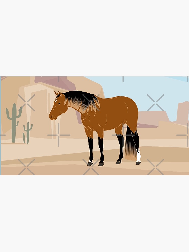 Aperçu 5 sur 5. Tapis de souris avec l'œuvre Quarter Horse, cheval isabelle avec paysage, cheval de selle, races de chevaux des États unis créée et vendue par WebEquitation.