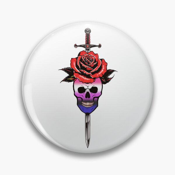 Item preview, Gothic Genderfluid Skull & Rose Dagger – Genderfluid Pride Flag Design designed and sold by Travelslightly.