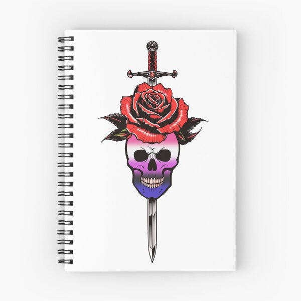 Item preview, Gothic Genderfluid Skull & Rose Dagger – Genderfluid Pride Flag Design designed and sold by Travelslightly.