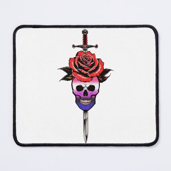 Item preview, Gothic Genderfluid Skull & Rose Dagger – Genderfluid Pride Flag Design designed and sold by Travelslightly.
