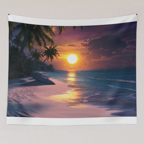 Item preview, A sunset on a tropical island paints the sky with brilliant colors designed and sold by emaga.