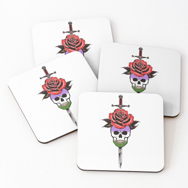 Item preview, Gothic Genderqueer Skull & Rose Dagger – Genderqueer Pride Flag Design designed and sold by Travelslightly.