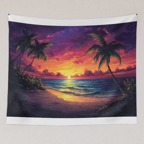 Item preview, A sunset on a tropical island paints the sky with brilliant colors designed and sold by emaga.