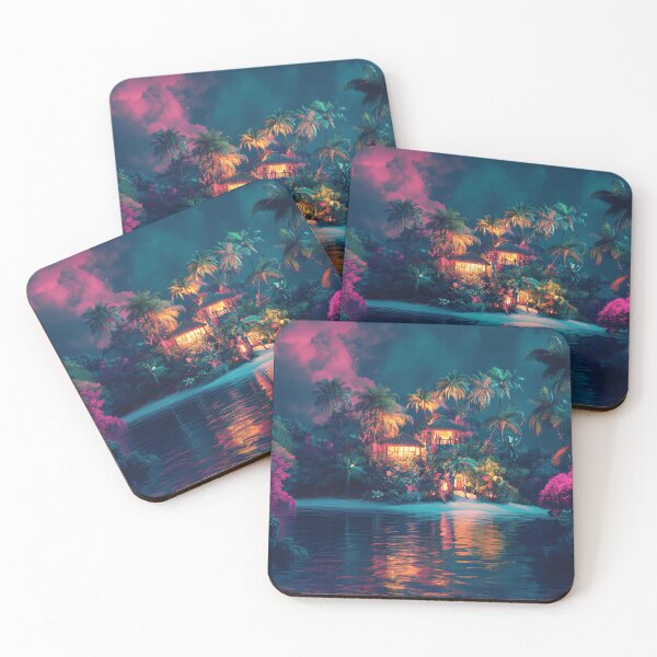 Item preview, A sunset on a tropical island paints the sky with brilliant colors designed and sold by emaga.