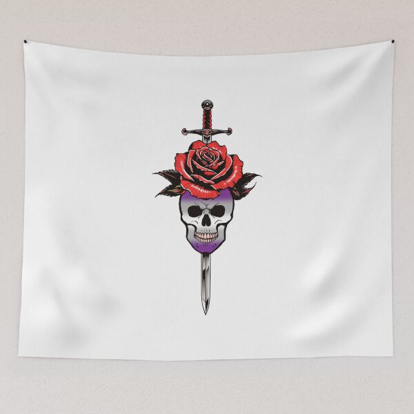 Item preview, Gothic Greysexual Skull & Rose Dagger – Graysexual Pride Flag Design designed and sold by Travelslightly.