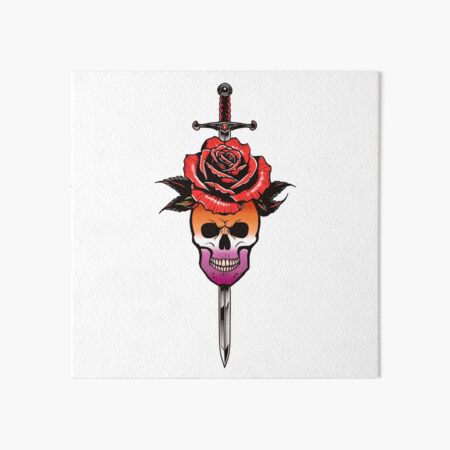Item preview, Gothic Lesbian Skull & Rose Dagger – Lesbian Pride Flag Design designed and sold by Travelslightly.