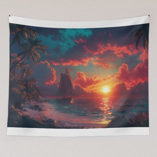 Item preview, Palm Beach Sunset - Colorful Island Paradise Art designed and sold by Emaga Digital Studio.