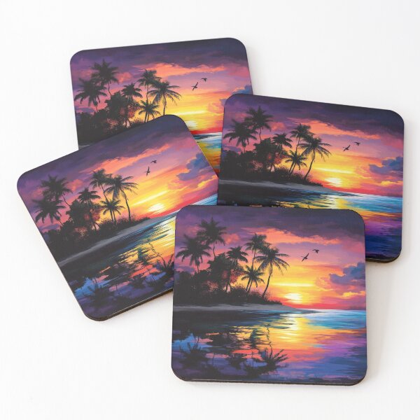 Item preview, A sunset on a tropical island paints the sky with brilliant colors designed and sold by emaga.