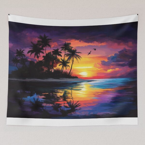 Item preview, A sunset on a tropical island paints the sky with brilliant colors designed and sold by emaga.