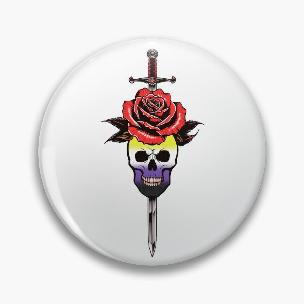 Item preview, Gothic Nonbinary Skull & Rose Dagger – Nonbinary Pride Flag Design designed and sold by Travelslightly.
