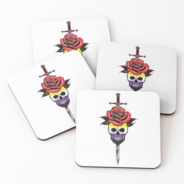 Item preview, Gothic Nonbinary Skull & Rose Dagger – Nonbinary Pride Flag Design designed and sold by Travelslightly.