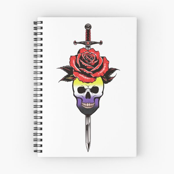 Item preview, Gothic Nonbinary Skull & Rose Dagger – Nonbinary Pride Flag Design designed and sold by Travelslightly.