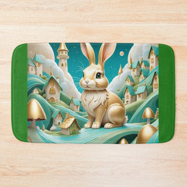 Item preview, Giant Golden Beige Bunny In Tiny Village With Puffy Could Walls designed and sold by Melantari Vizuns.