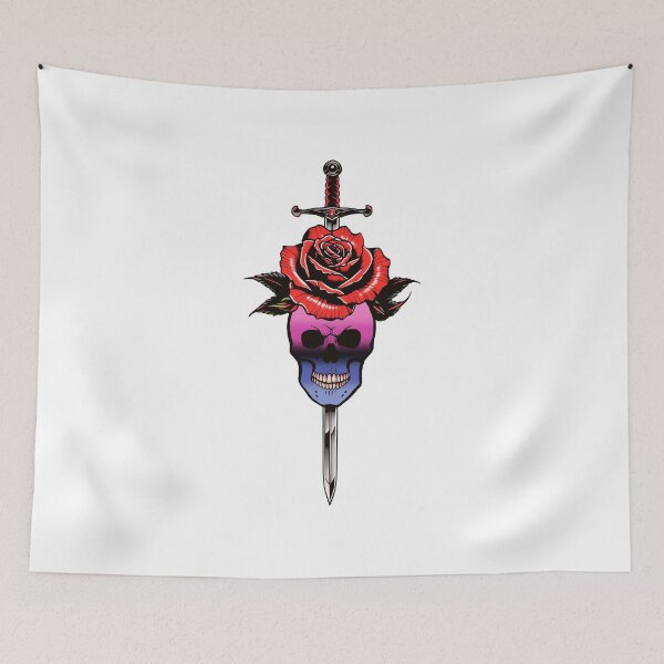 Item preview, Gothic Omnisexual Skull & Rose Dagger – Omnisexual Pride Flag Design designed and sold by Travelslightly.