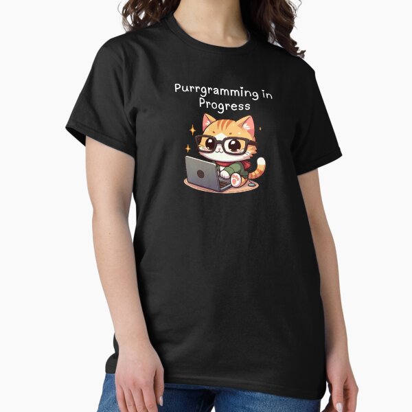Artikel-Vorschau von Purrgramming im Gange Chibi Cat Coding, designt und verkauft von PrometheanAppCo.