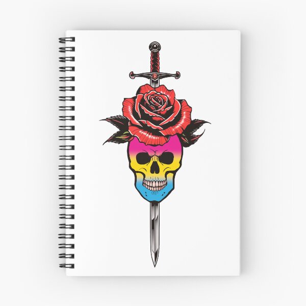 Item preview, Gothic Pansexual Skull & Rose Dagger – Pansexual Pride Flag Design designed and sold by Travelslightly.