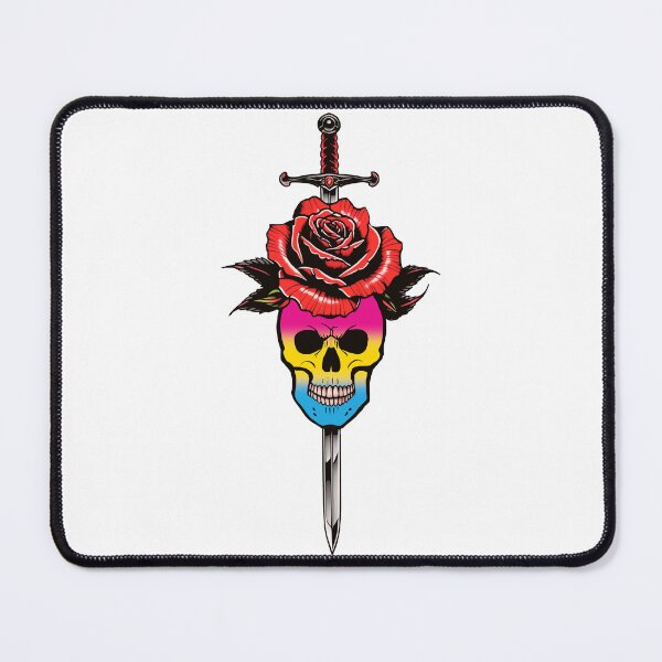 Item preview, Gothic Pansexual Skull & Rose Dagger – Pansexual Pride Flag Design designed and sold by Travelslightly.